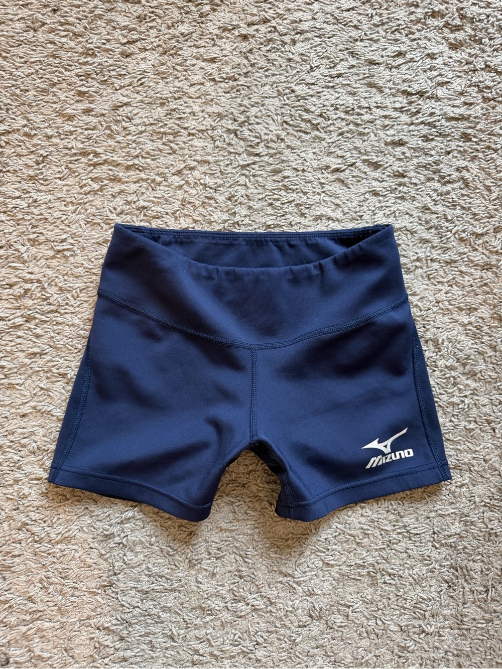 Mizuno Navy Mid-Rise Athletic Shorts with Logo